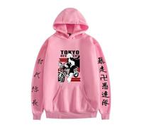 Yoedoa Sudadera con Capucha Gráfica del Anime Tokyo Revengers, Sudadera con Capucha con Caracteres Japoneses (Pink,4XL)