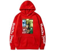 Yoedoa Sudadera con Capucha Mushoku Tensei Anime Diseño Estampado Estilo Jersey Corte Holgado Unisex Informal (Red,XXL)