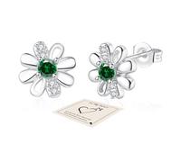 YOEE Pendientes de tuerca para mujer, chapados en plata de ley, con diseño de margaritas en naranja, morado, amarillo, azul, rosa, verde, regalo de joyería para mamá, hermana, novia, Circonita cúbica