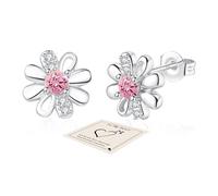 YOEE Pendientes de tuerca para mujer, chapados en plata de ley, con diseño de margaritas en naranja, morado, amarillo, azul, rosa, verde, regalo de joyería para mamá, hermana, novia, Circonita cúbica