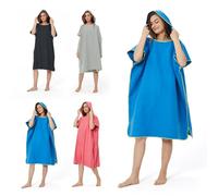 Yoeege Poncho de Surf, Toalla Cambiadora con Capucha, Poncho de Toalla Suave Poncho de Microfibra Compacto y Liviano para Playa, Surf Natación Baño Adulto Hombres Mujeres, Azúl