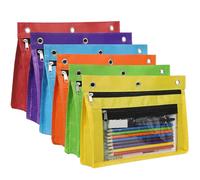 YoeeJob Paquete de 6 estuches expandibles con cremallera de 1 pulgada con ventana transparente para carpeta de 3 anillas, adecuados para la escuela y la oficina (coloridos)