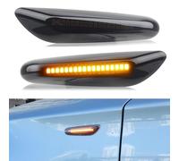 Yoegerery 2 Piezas LED Intermitentes Laterales Dinamicos Amarillo ámbar Coche Luz Intermitentes Compatible con B-MW 1 3 5 Série E60 E61 E81 E82 E88 E46 E90 E91 E92 E93 X3 E83 X1 E84 (Negro)