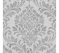 YöL Eleanor Darcy James - Papel pintado, diseño de damasco, color gris metálico