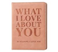 YOELOVE Libro de cuero con texto en inglés "What I Love About You", 30 Reasons Why I Love You, diario en blanco para él y ella, recuerdo romántico para parejas (grabado rosa)