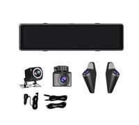 Yoeruers Cámara de Tablero con Espejo Retrovisor de 12 Pulgadas, Transmisión Multimedia, 1080P, Cámara de Asistencia para Puntos Ciegos Delanteros, Traseros, Izquierdo y Derecho