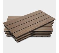 YOEVU - Baldosas de Exterior WPC | Antideslizantes y Resistentes al Agua | Instalación Fácil para Terrazas, Patios y Jardines | Set de 11, 1m², Marrón Café, 30X60cm