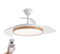 YOEVU EOS NATURE - Ventilador de Techo, Luz LED Regulable | 72W | Control a distancia | Difusor Estilo Madera | Aspas retráctiles (Madera | Sin Wifi)