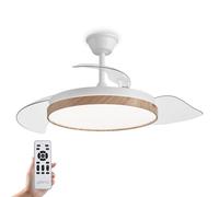 YOEVU EOS NATURE - Ventilador de Techo, Luz LED Regulable, Control a distancia, Difusor Madera haya, Aspas retráctiles (Madera | Sin Wifi)