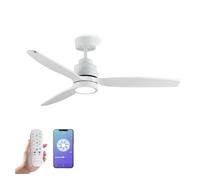 YOEVU HELIX - Ventilador de Techo con Luz WiFi Alexa App y Mando | 6 Velocidades | Ultra Silencioso | 3 Aspas 132 cm Diámetro | Temporizador | Luz LED Regulable | Motor DC | Blanco