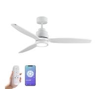 YOEVU HÉLIX - Ventilador de Techo con luz | Compatible con Alexa y App | 50 W | 6 Velocidades | Motor Silencioso | 3 Aspas 132 diámetro | Modo verano-invierno, Blanco