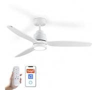 YOEVU HÉLIX - Ventilador de Techo con luz | Compatible con Alexa y App | 50 W | 6 Velocidades | Motor Silencioso | 3 Aspas 132 diámetro | Modo verano-invierno, Blanco