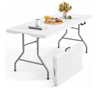 YOEVU Mesa Plegable de Plástico 180cm, Blanco