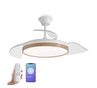 Yoevu nature - ventilador de techo con luz | 72 w | compatible con alexa y app | luz led regulable | aspas retráctiles | función invierno/verano, madera, abs
