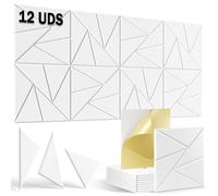 Yoevu Pack De 12 Paneles Acsticos Blancos De Alta Densidad Espuma Insonorizante Para Pared Diseo Triangular Medidas 30X30X1Cm Ideal Para Insonorizar Estudio Oficina O Gaming