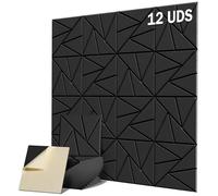 Yoevu Pack De 12 Paneles Acsticos Negros De Alta Densidad Espuma Insonorizante Para Pared Diseo Triangular Medidas 30X30X1Cm Ideal Para Insonorizar Estudio Oficina O Gaming