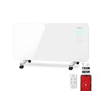 YOEVU | Radiador eléctrico bajo consumo 1500W | Programable con control móvil y WIFI | Termostato regulable | Soporte con ruedas | IP24 | Protección sobrecalentamiento | Blanco