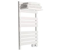 YOEVU Radiador toallero eléctrico 500W, con Estante 3 Barras, Blanco | Aleación de Aluminio, 2 Modos, Temporizador LED, Montaje en Pared | Calienta y Seca Toallas, bajo Consumo