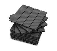 YOEVU - Set de 11 Baldosas de Exterior de Madera Composite WPC, 1m², Baldosas de Terraza, Patio y Jardín, Antideslizantes, Resistentes al Agua, 30x30cm, Gris