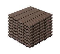 YOEVU - Set de 11 Baldosas de Exterior de Madera Composite WPC, 1m², Baldosas de Terraza, Patio y Jardín, Antideslizantes, Resistentes al Agua, 30x30cm, Marrón Café