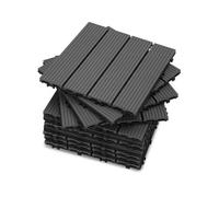 YOEVU - Set de 11 Baldosas de Exterior de Madera Composite WPC, 1m², Baldosas de Terraza, Patio y Jardín, Antideslizantes, Resistentes al Agua, 30x30cm, Gris