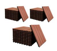 YOEVU - Set de 11 Baldosas de Exterior de Madera Composite WPC, 1m², Baldosas de Terraza, Patio y Jardín, Antideslizantes, Resistentes al Agua, 30x30cm (Marrón Rojizo, 3 m²)