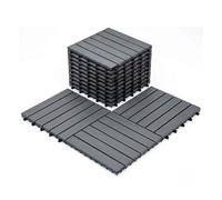 Yoevu - set de 11 baldosas de exterior madera de acacia exterior e interior, antideslizante, duraderos, fáciles de instalar y desmontar, para terrazas, balcones, patios y jardines, gris