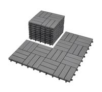 YOEVU Set de 11 Baldosas de exterior Madera de Acacia Exterior, Gris | 1 m², Antideslizantes y Duraderos, Fácil de Instalar y Desmontar, Idóneos para Terrazas, Balcones y Patios