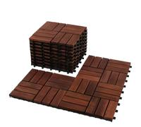 YOEVU - Set de 11 Baldosas de exterior Madera de Acacia Exterior, Marrón | 1 m², Antideslizantes y Duraderos, Fácil de Instalar y Desmontar, Idóneos para Terrazas, Balcones y Patios