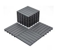 YOEVU Set de 11 Baldosas Madera de Acacia Exterior e Interior | 1 m², Suelo de Terraza Exterior, Antideslizantes, Resistentes al Clima, Fácil Instalación, para Jardín