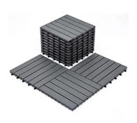 YOEVU Set de 11 Baldosas Madera de Acacia Exterior e Interior, Gris (Gris, Set de 22)