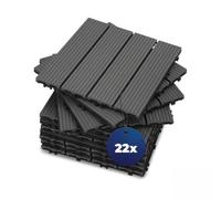 YOEVU Set de 22 Baldosas de Exterior Madera Composite WPC, Gris, 30x30cm | 2m², Baldosas de Terraza, Patio y Jardín, Antideslizantes, Resistentes al Agua