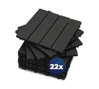 YOEVU Set de 22 Baldosas Exterior Madera Composite WPC, 30x30cm, Antracita | 2m², Baldosas de Terraza, Patio y Jardín, Antideslizantes, Resistentes al Agua