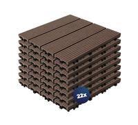 YOEVU Set de 22 Baldosas Exterior Madera Composite WPC, Marrón Café | 2m², Resistente al sol, Antideslizantes, Resistentes al Agua, Ideales para patio y jardín