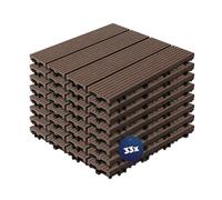 YOEVU Set de 33 Baldosas Exterior Madera Composite WPC, Marrón Café | 3m², Para Terraza, Patio y Jardín, Antideslizantes, Resistentes al Agua