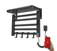 YOEVU | Toallero eléctrico | 100W, Compatible con Alexa | Estante Superior | Pantalla LCD táctil, Control WiFi, Montaje en Pared | Aleación de Aluminio, Negro
