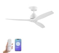 YOEVU HÉLIX - Ventilador de Techo con mando y Wifi | Compatible con Alexa y App | 30 W | 6 Velocidades | Motor DC | 3 Aspas 132 diámetro | Modo verano-invierno, Blanco, Sin luz