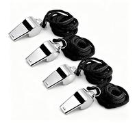 Yoezuo 4 pcs Silbatos, Silbatos de Acero Inoxidable con Cordón, Silbatos Arbitro Deportivos Sonido Fuerte, Silbato para Entrenadores, Salvavidas, Escuela, Concurso de Grupo
