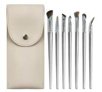Yoezuo Kit de Brochas de Maquillaje, 7 Piezas Kit de Brochas para Sombras, Pincel de Delineador de Ojos, Eyeliner Brush, Set Brochas Ojos (Plateado)