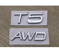 YOFAB 2 Piezas Emblemas Automáticos para Volvo AWD T5 T6 S60L XC60 V40 XC90, Coche Engomada del Emblema de Letra Calcomanía, Pegatina Automática con Emblema, Accesorio Decorativo para Coche,A