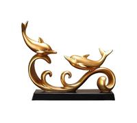 Yofab Decoración para cubículos de Oficina Oro Elegante 26 * 22,5 cm de la decoración casera Moderna Resina Estatua del delfín Centro de Mesa para Mesa de café(Gold,26 * 22.5cm)