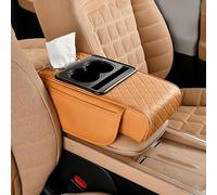 YOFAB Funda Reposabrazos Coche para Mazda 2/3/5/6/8, Cubierta Apoyabrazos De Consola Tapa, Alfombrilla Multifuncional De Cuero PU para Reposabrazos Coche,C Orange