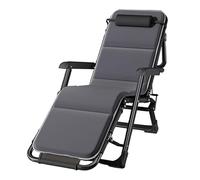 Yofab Silla de camping plegable ajustable de gravedad cero, silla acolchada para césped, plegable, reclinable, camping, patio, salón, regalos de pesca suaves (cojín gris transpirable)