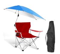 Yofab Silla de camping plegable con sombrilla y toldo ajustable, resistente, portátil, para camping, césped, con portavasos para pesca al aire libre, regalos de pesca (rojo-pro)