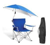 Yofab Silla de camping plegable con sombrilla y toldo ajustable, resistente, portátil, para camping, césped, con portavasos para pesca al aire libre, regalos de pesca (azul-pro)