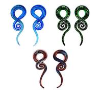 YOFANST Estiramiento de oído de cristal espiral Tapers Gauges 4g-9/16" Azul, brilla en la oscuridad, púrpura, verde, rojo, circonita cúbica