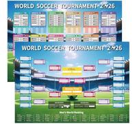 YOFANUP 2 carteles de la Copa del Mundo - Planificación de partidos - Fase de grupos + escenario de nocaut - Decoraciones de fiesta de fútbol - Oficina Hogar - Póster de fútbol - 60 x 84 cm - Gran