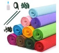 YOFAPA Rollos de papel crepé, 10 colores, calidad italiana, 180 g, hojas extra largas para hacer flores, papel para manualidades