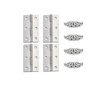 YOFASEN Bisagra de Acero Inoxidable - Plegable, para Armario y Gabinete, con Tornillos M3.5*16mm, Plateado, 3.5 pulgadas (80*60*1.2mm) - 4pcs