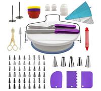YOFASEN Kit De Decoración De Pasteles, Soporte De Plataforma Giratoria Antideslizante, Accesorios Para Herramientas De Decoración Para Hornear, Decoración Del Hogar,Púrpura/106 Pcs